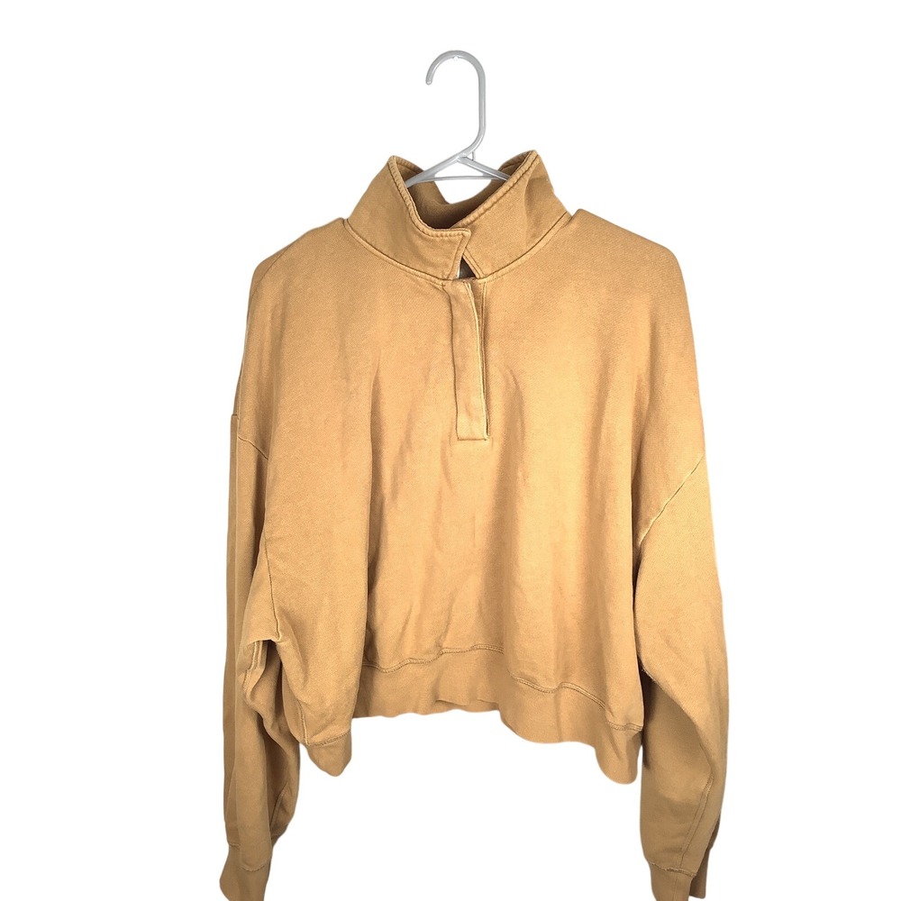 Victoria's Secret PINK Quarter Snap Mock Neck Sweatshirt Camel Tan XL New